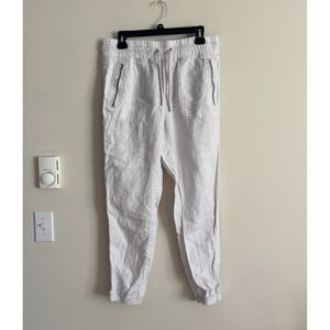 Athleta Cabo Linen Jogger Cheetah Print‎ Womens 10 Medium Pull On Drawstring